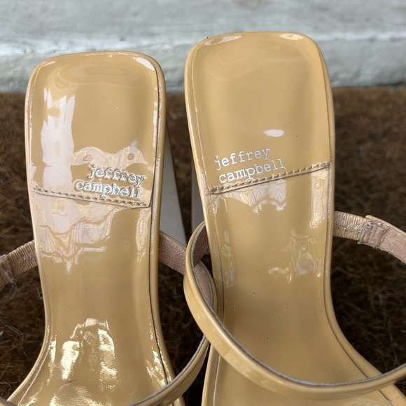 Jeffery Campbell Dusty Nude Patent Leather Hustler Platform Sandals Sz 7.5 - Picture 7 of 11